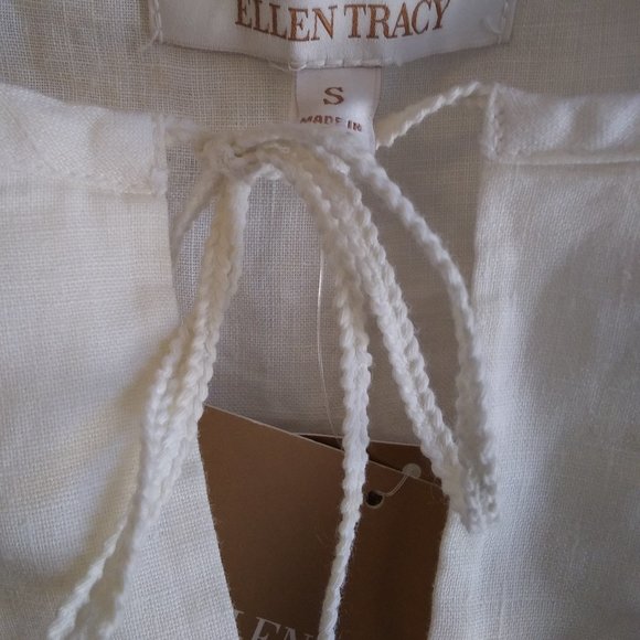 ❤️NWT Ellen Tracy Classic Linen Tunic w/ Crochet Trim - Picture 7 of 8